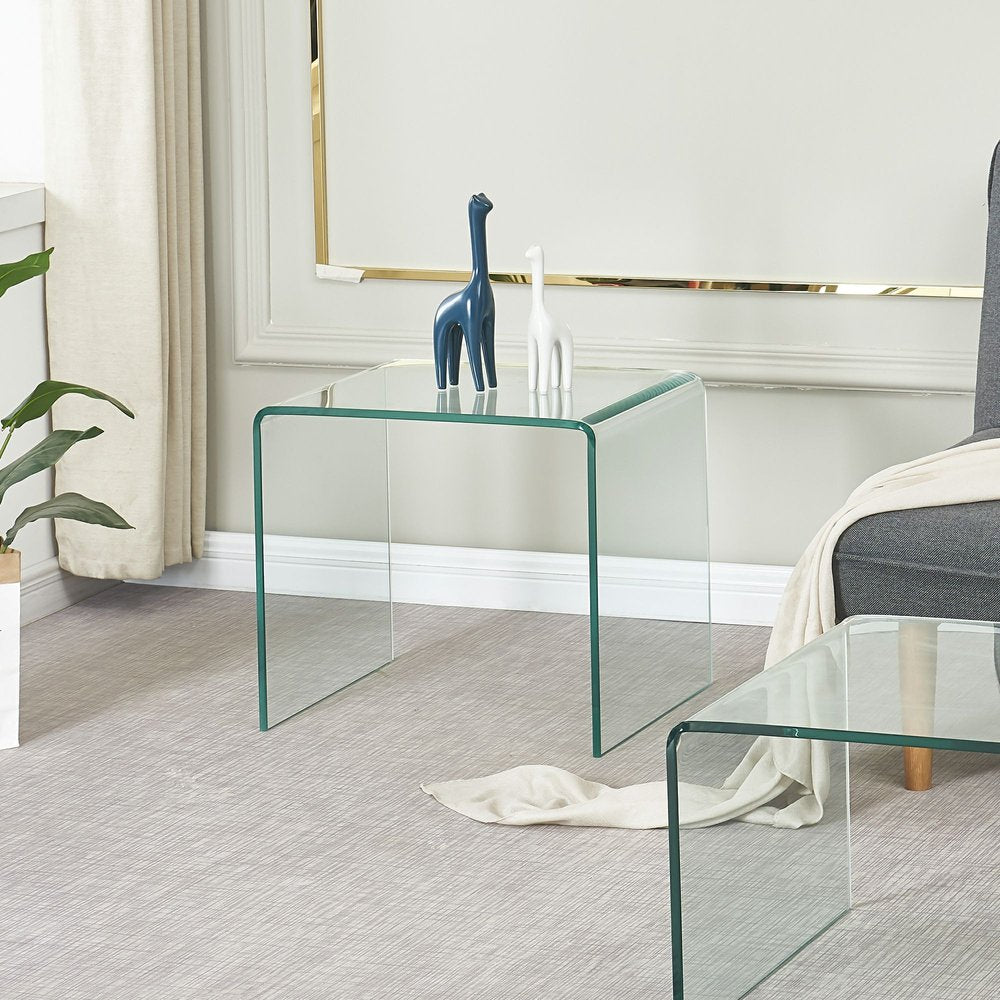 Clear Glass Frame End Table - 18-inch