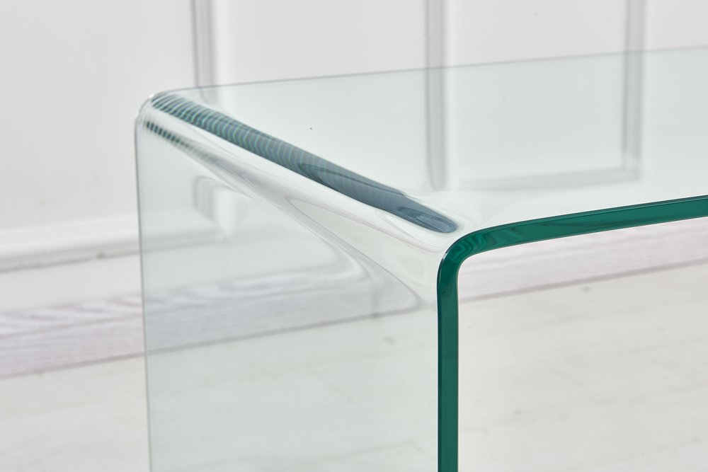 19" Clear Glass Sled End Table