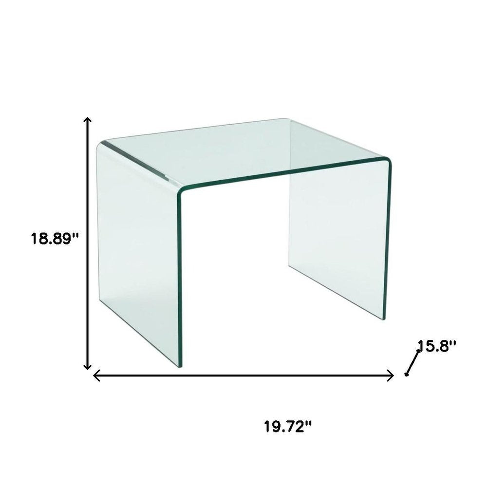 19" Clear Glass Sled End Table