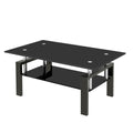 Black Glass and Steel Coffee Table - 39-inch