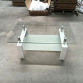 Clear and White Glass and Steel Coffee Table with Shelf - 39-inch