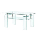 Clear Glass Coffee Table with Shelf - 39-inch