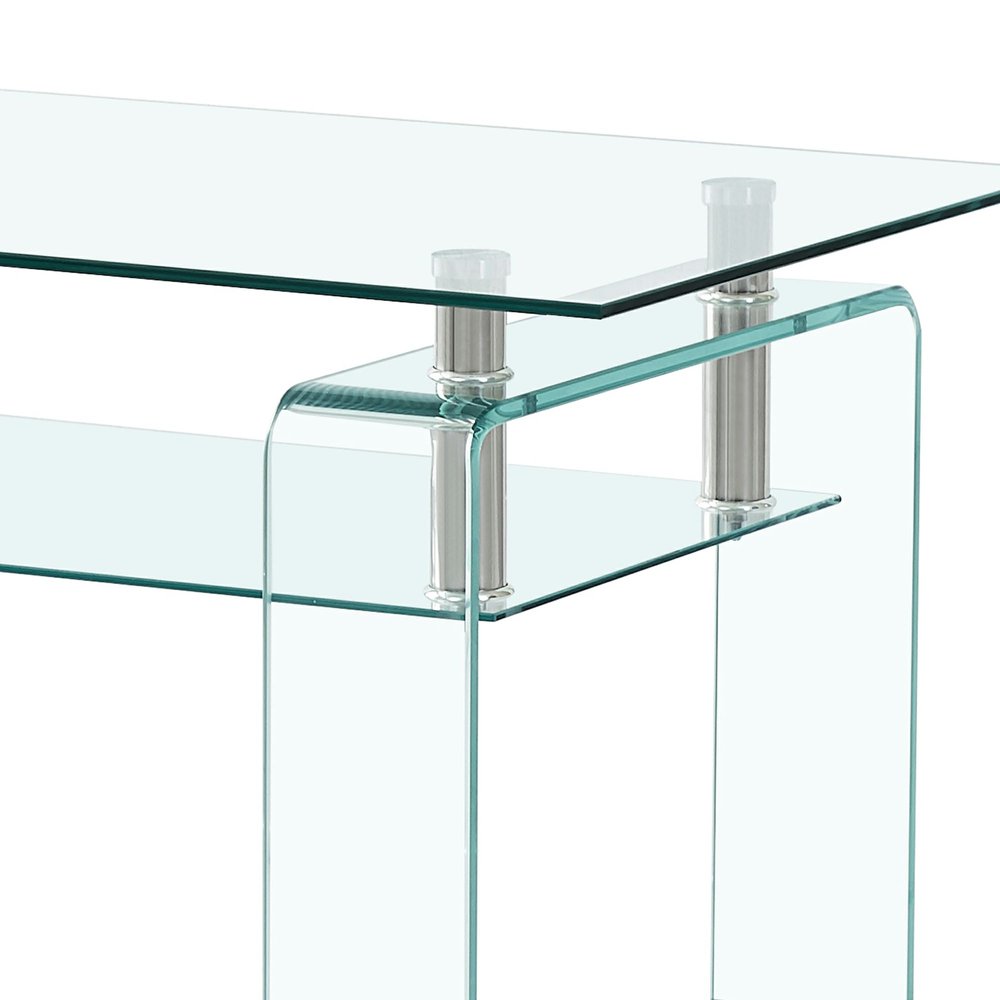 Clear Glass Coffee Table with Shelf - 39-inch