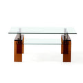 Clear and Brown Glass Coffee Table with Shelf - 39-inch