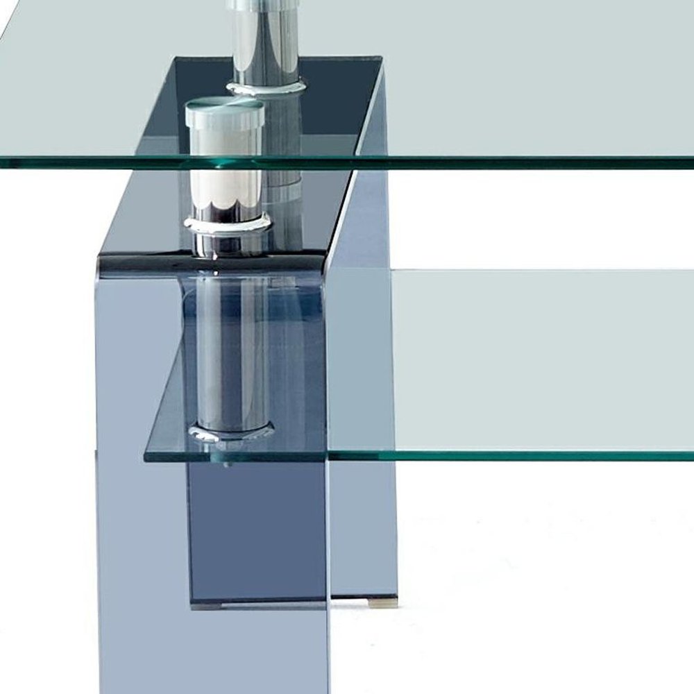 Clear and Black Glass Coffee Table with Shelf - 39-inch