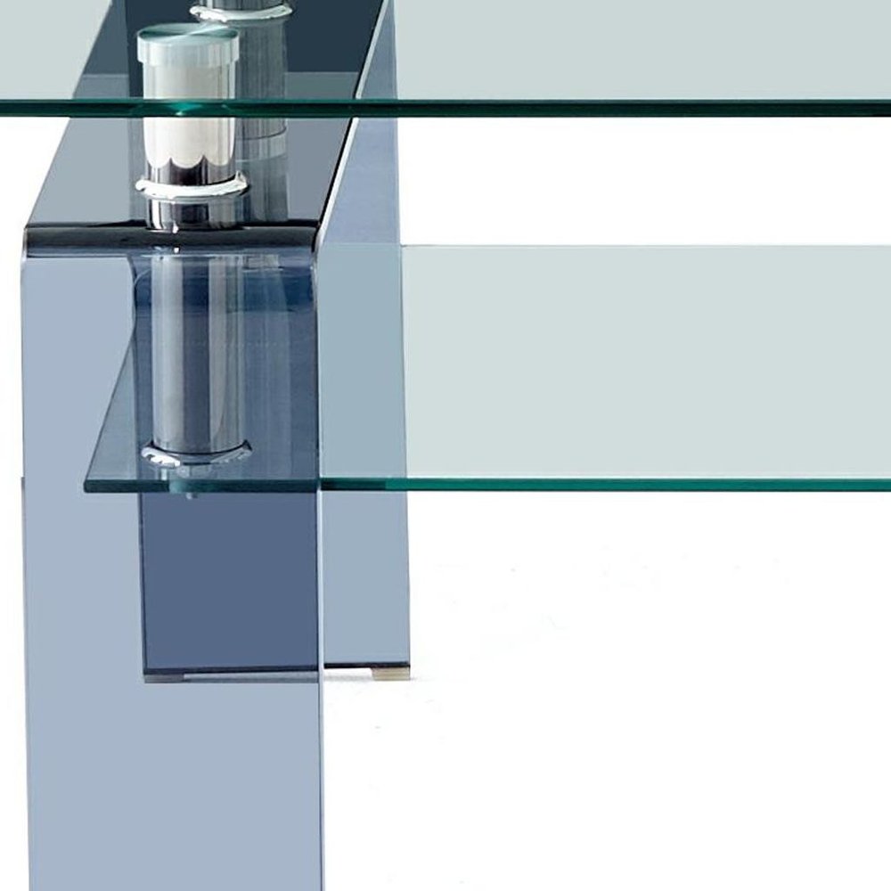 Clear and Black Glass Coffee Table with Shelf - 39-inch