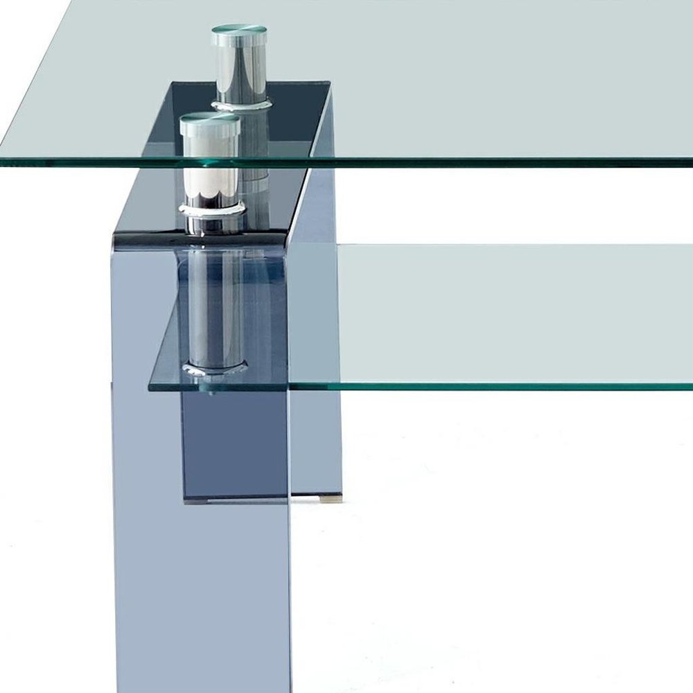 Clear and Black Glass Coffee Table with Shelf - 39-inch