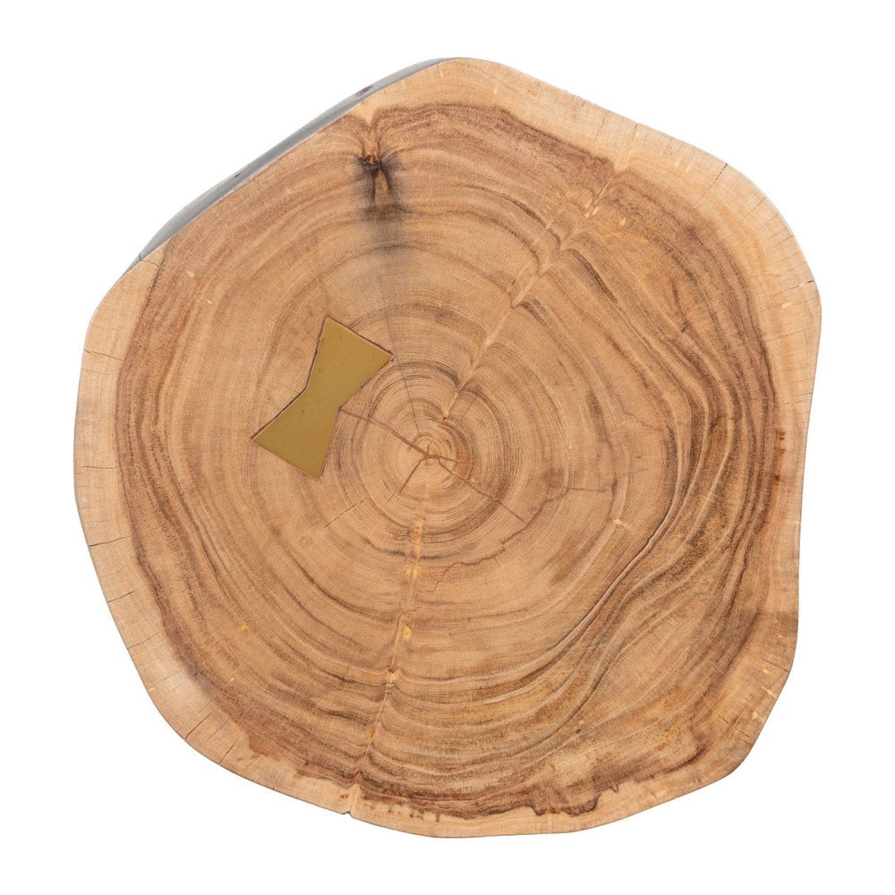 Gray Solid Wood Round Tree Stump End Table - 22-inch
