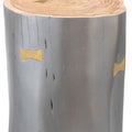 Gray Solid Wood Round Tree Stump End Table - 22-inch