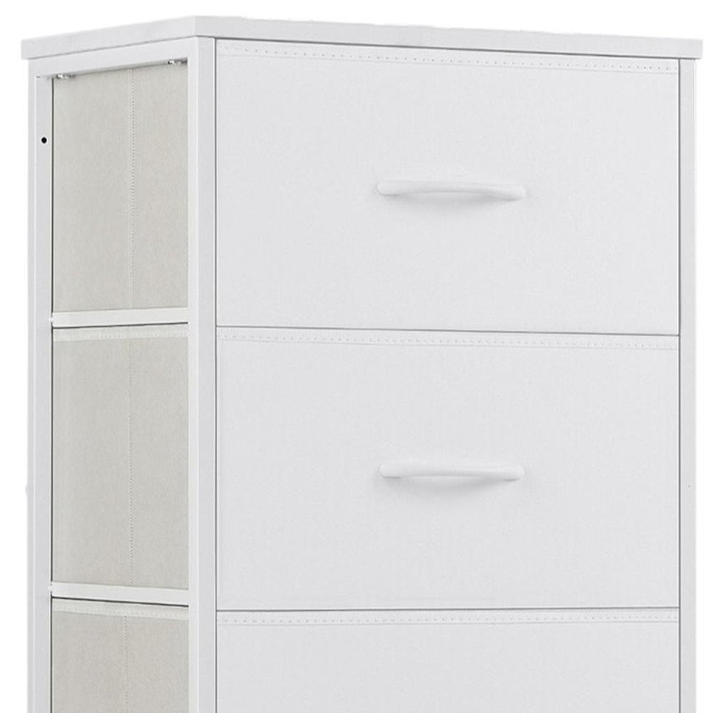 White Fabric Wood and Metal Four Drawer Lingerie Chest - 18-inch