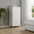 White Fabric Wood and Metal Four Drawer Lingerie Chest - 18-inch