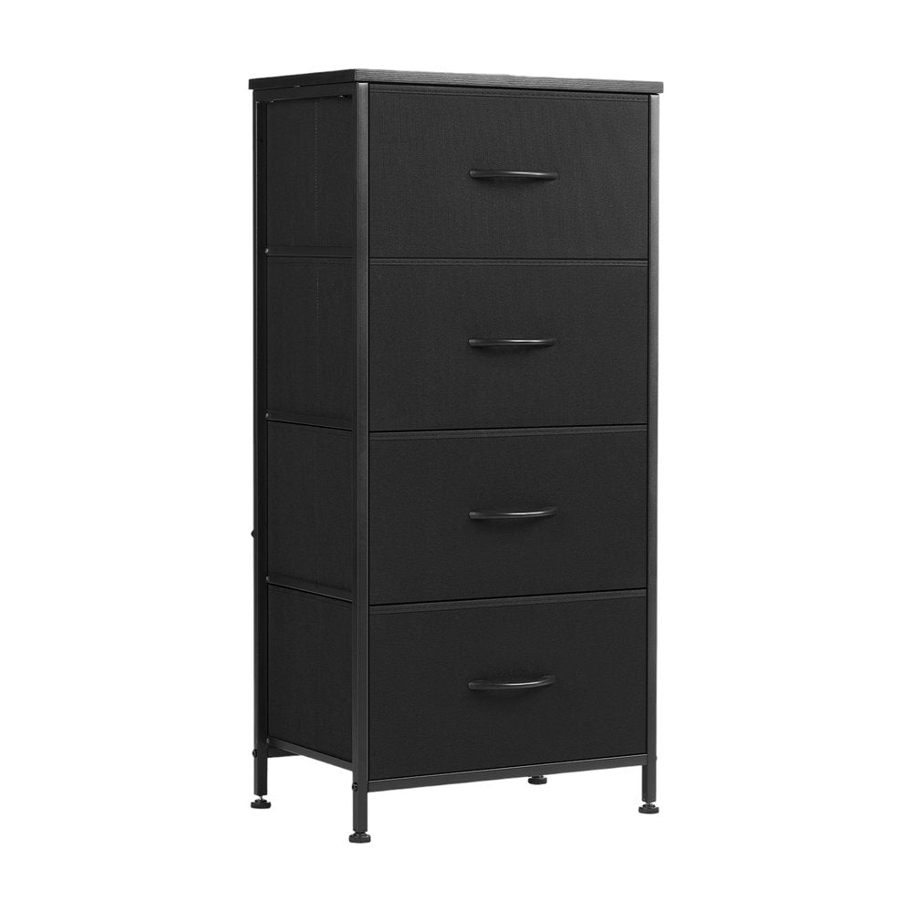 Black Fabric Wood and Metal Four Drawer Lingerie Chest - 18-inch