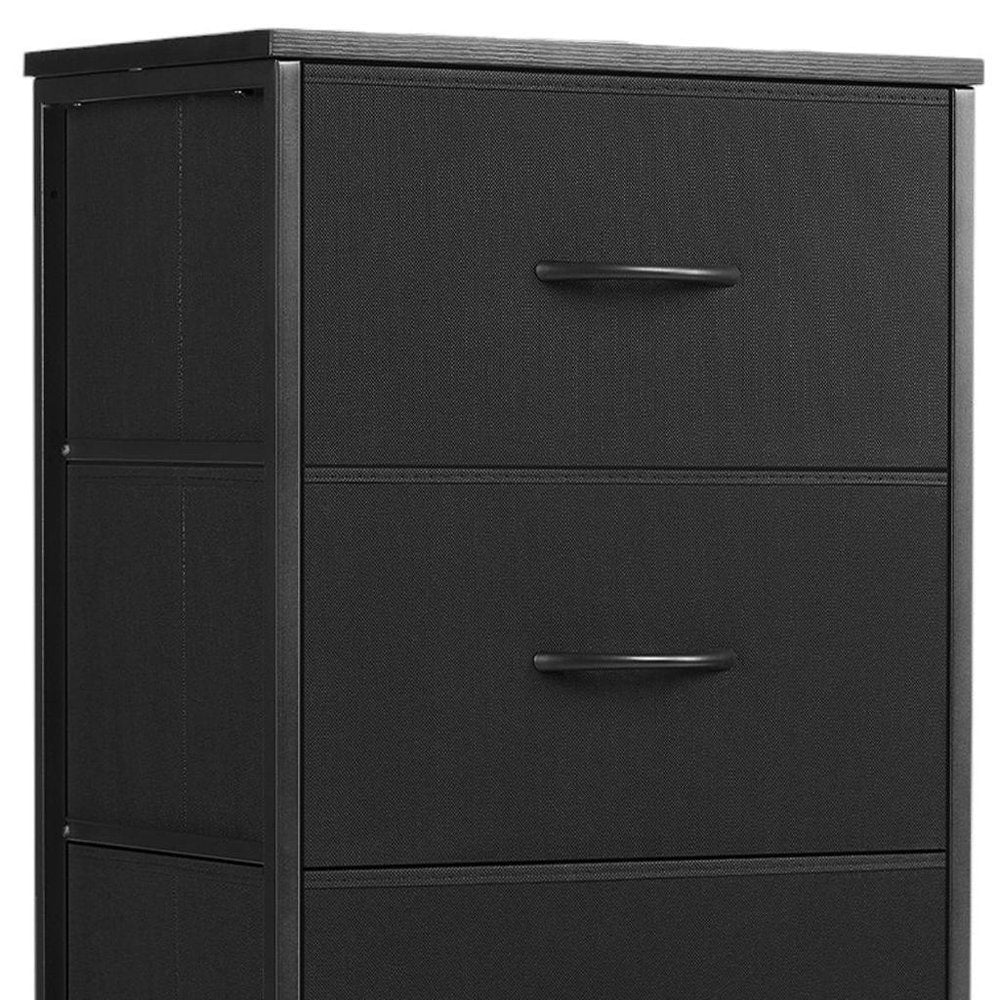 Black Fabric Wood and Metal Four Drawer Lingerie Chest - 18-inch