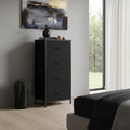 Black Fabric Wood and Metal Four Drawer Lingerie Chest - 18-inch
