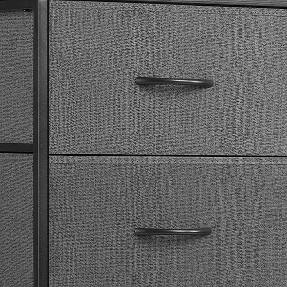 Black and Gray Fabric Wood and Metal Four Drawer Dresser - 18-inch
