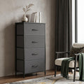 Black and Gray Fabric Wood and Metal Four Drawer Dresser - 18-inch