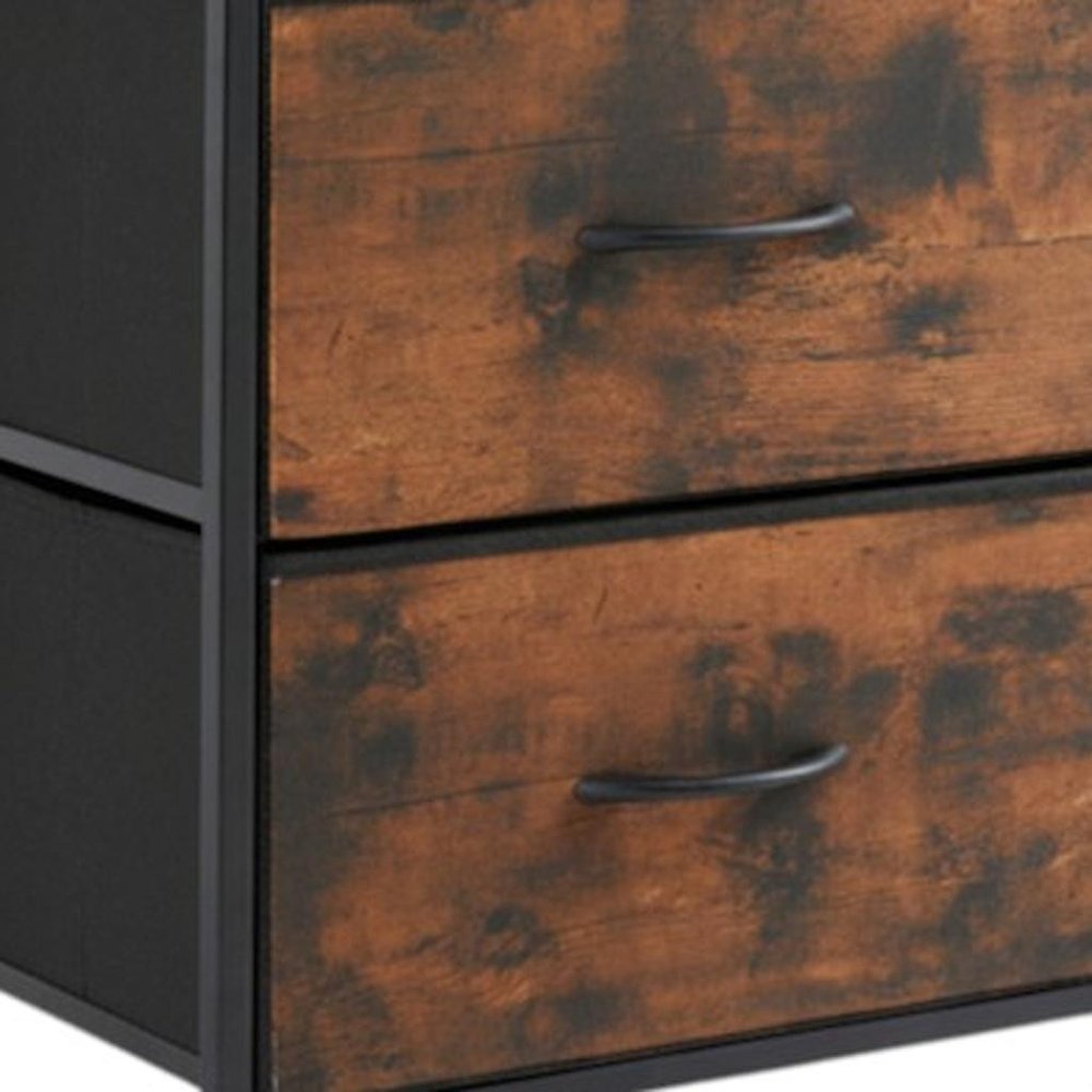 Set of Two 20 Brown Iron and Wood Two Drawer Nightstand