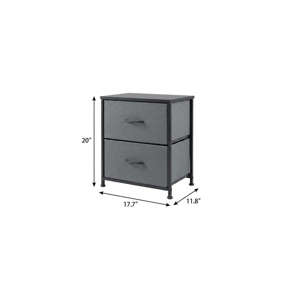 Black Iron and Wood Woven Texture Two Drawer Nightstand - 20-inch