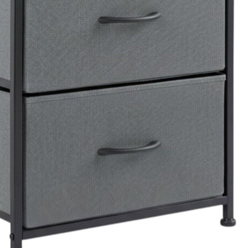 Black Iron and Wood Woven Texture Two Drawer Nightstand - 20-inch