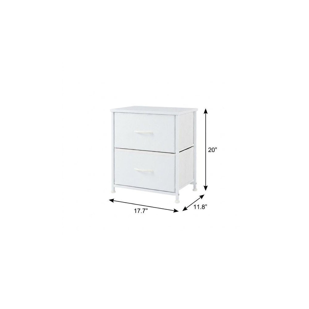 Set of Two 20 White Iron and Wood Two Drawer Nightstand