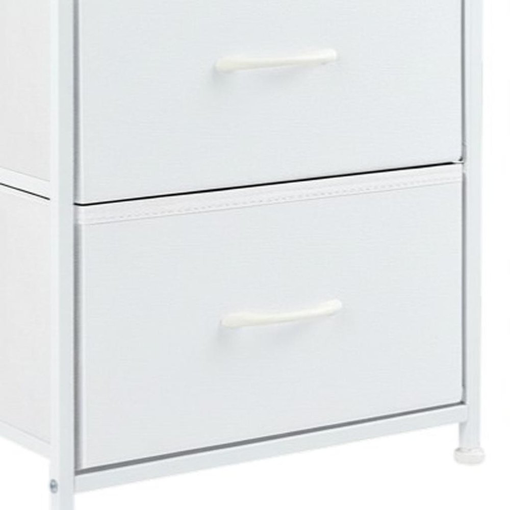 Set of Two 20 White Iron and Wood Two Drawer Nightstand