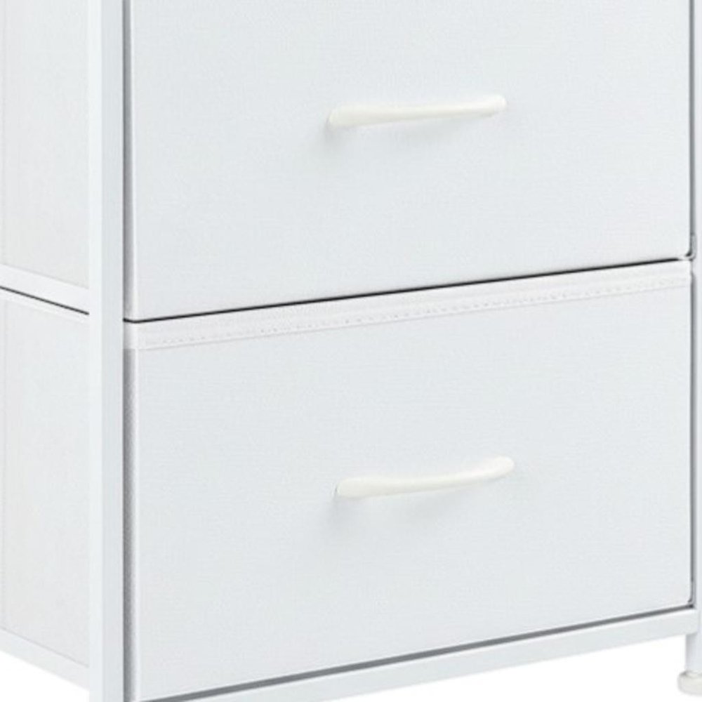 White Iron and Wood Woven Texture Two Drawer Nightstand - 20-inch