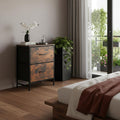 Black Iron and Wood Distressed Two Drawer Nightstand - 25-inch