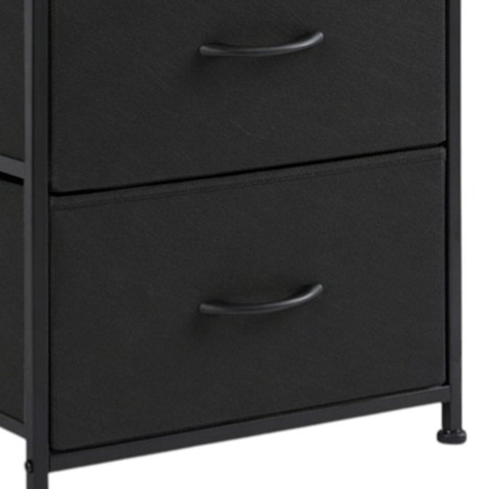 Black Iron and Wood Two Drawer Nightstand - 20-inch
