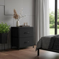 Black Iron and Wood Two Drawer Nightstand - 20-inch