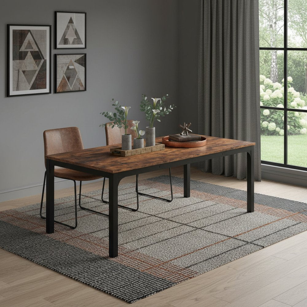 Brown and Black Wood and Iron Dining Table - 46-inch