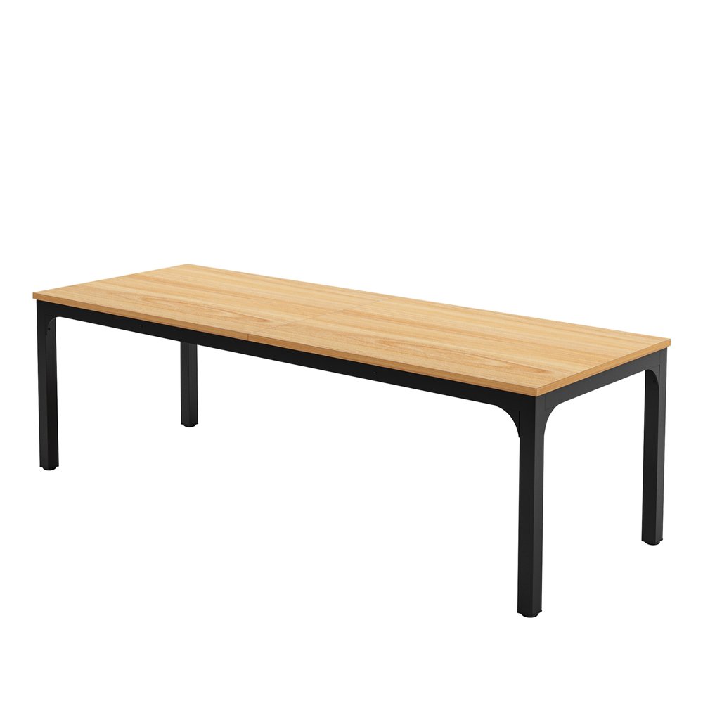 Natural and Black Wood and Iron Dining Table - 46-inch