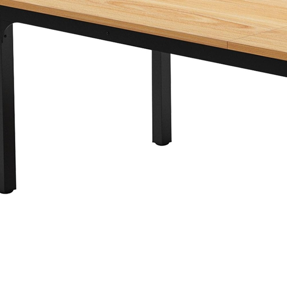 Natural and Black Wood and Iron Dining Table - 46-inch