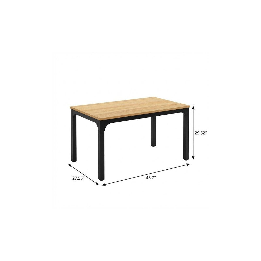 Natural and Black Wood and Iron Dining Table - 46-inch