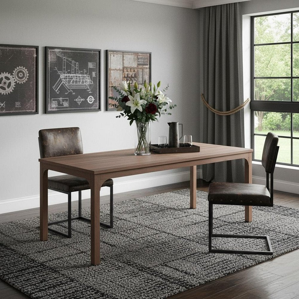 Brown Wood and Iron Dining Table - 46-inch