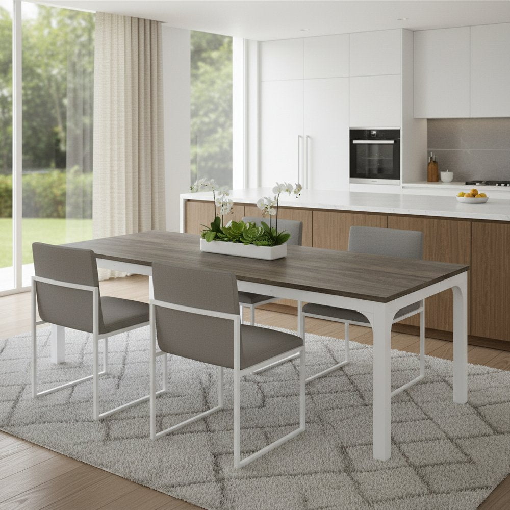 Gray and White Wood and Iron Dining Table - 46-inch