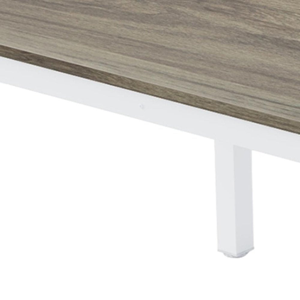 Gray and White Wood and Iron Dining Table - 46-inch