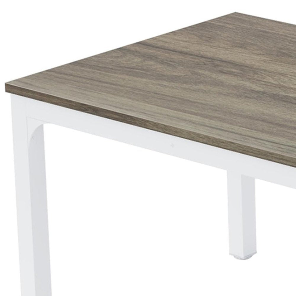 Gray and White Wood and Iron Dining Table - 46-inch