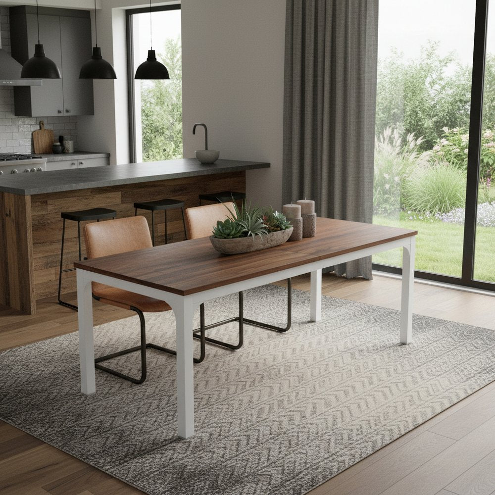 Brown and White Wood and Iron Dining Table - 46-inch