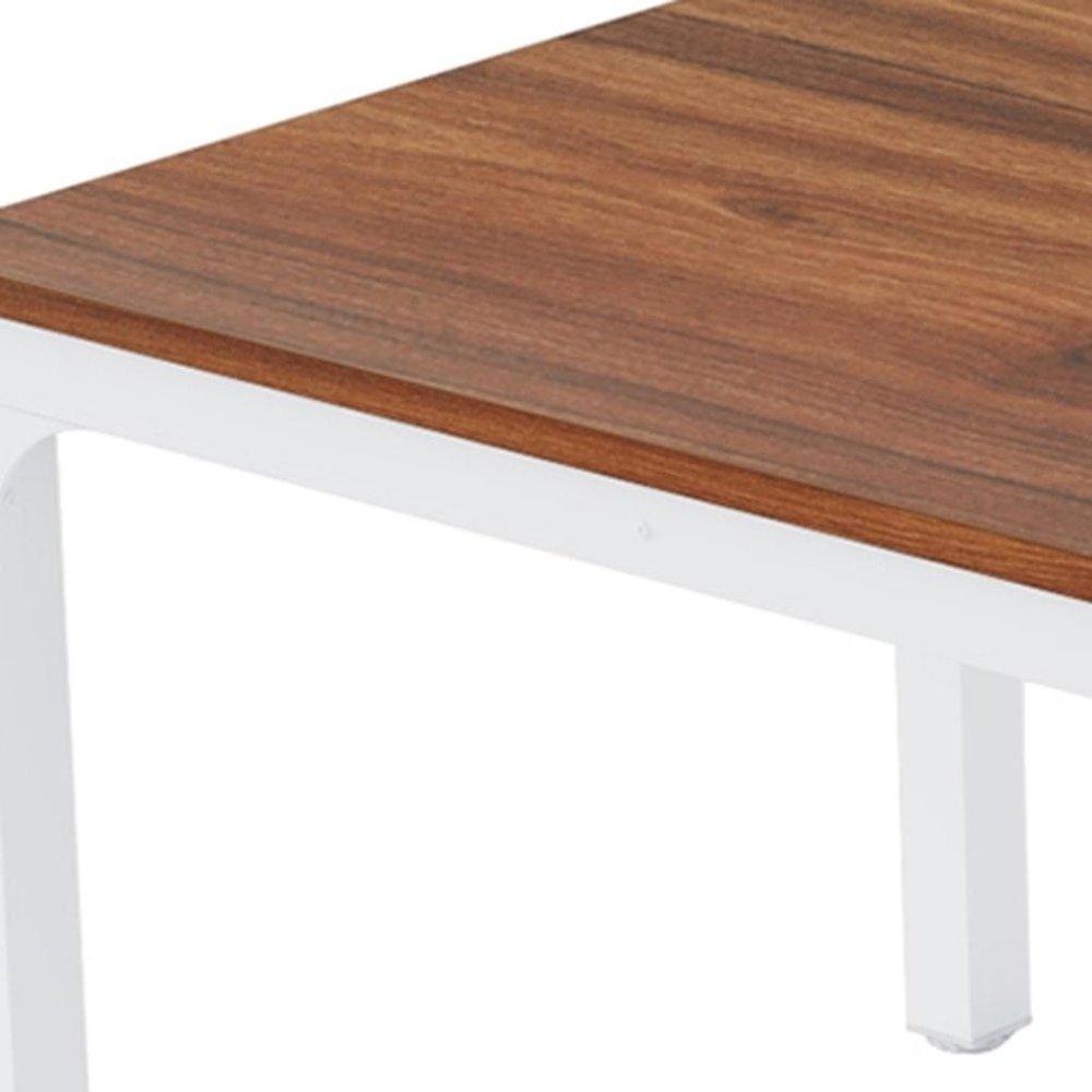 Brown and White Wood and Iron Dining Table - 46-inch