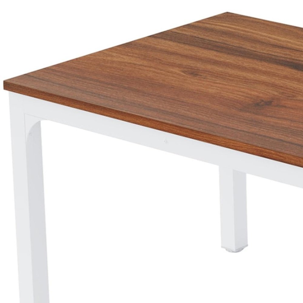Brown and White Wood and Iron Dining Table - 46-inch