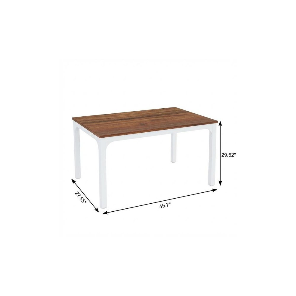 Brown and White Wood and Iron Dining Table - 46-inch