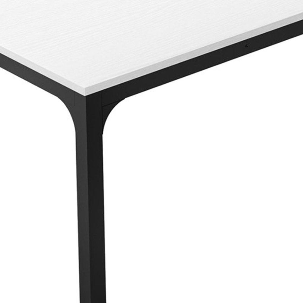 White and Black Wood and Iron Dining Table - 46-inch