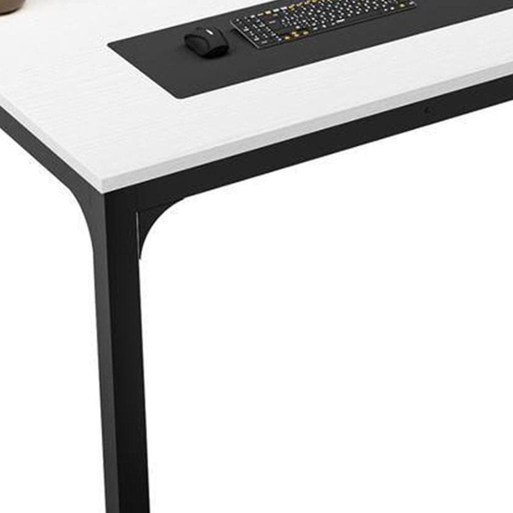 White and Black Wood and Iron Dining Table - 46-inch