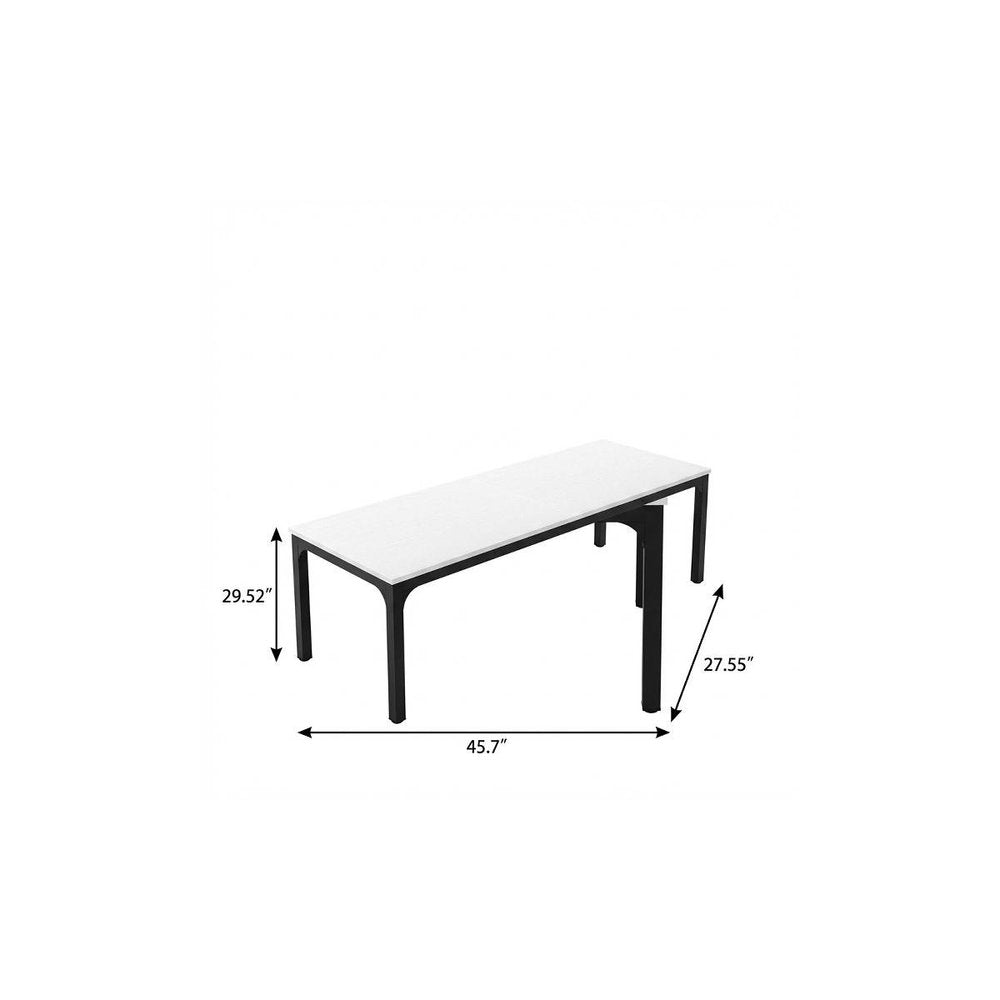 White and Black Wood and Iron Dining Table - 46-inch