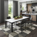 White and Black Wood and Iron Dining Table - 46-inch