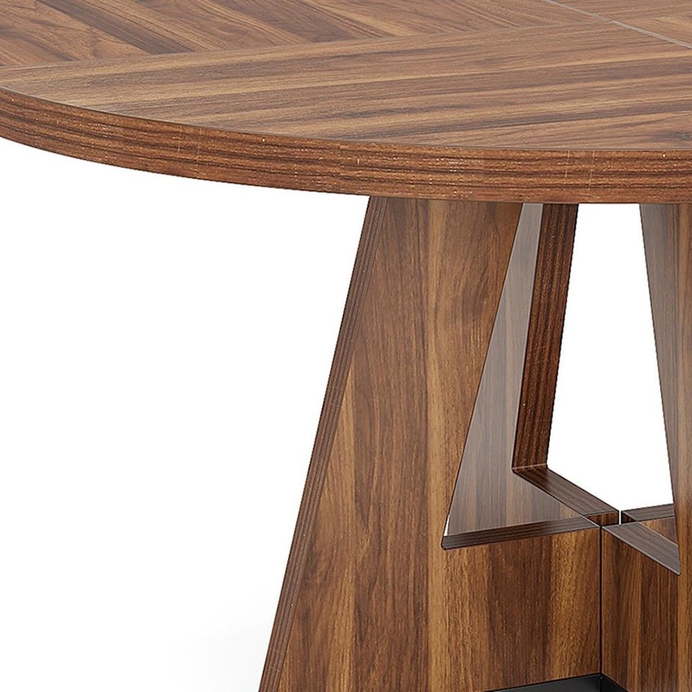 Brown Solid Wood Pedestal Base Round Top Dining Table - 47-inch