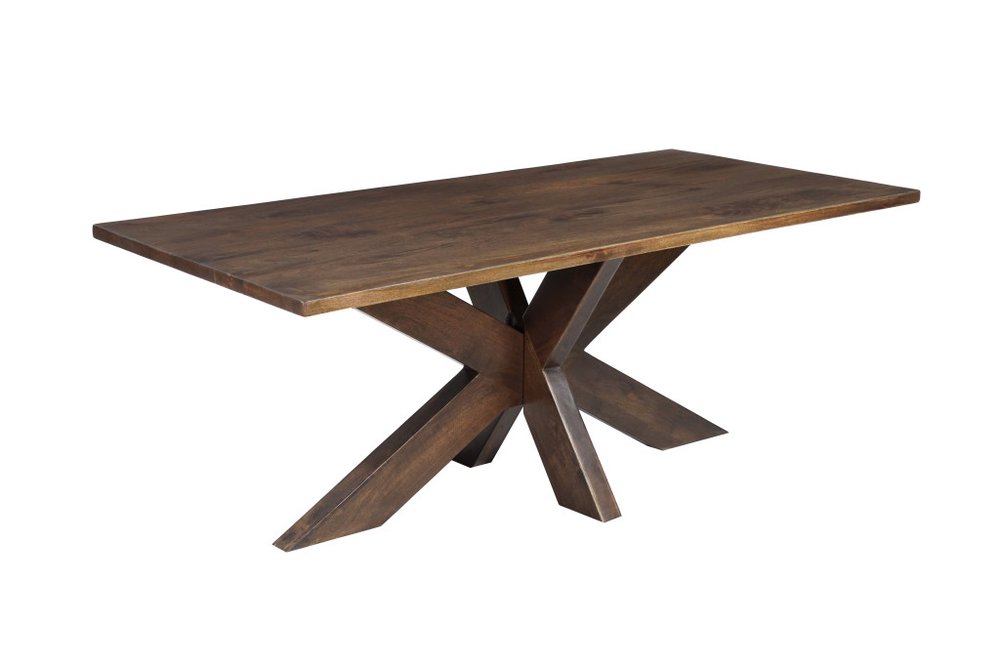 Brown Solid Wood Cross Leg Base Dining Table - 78-inch