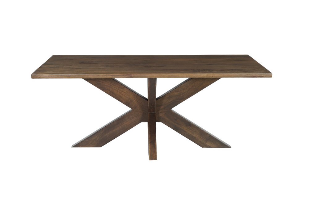 Brown Solid Wood Cross Leg Base Dining Table - 78-inch