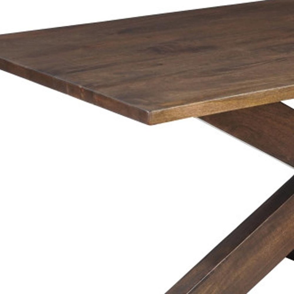 Brown Solid Wood Cross Leg Base Dining Table - 78-inch