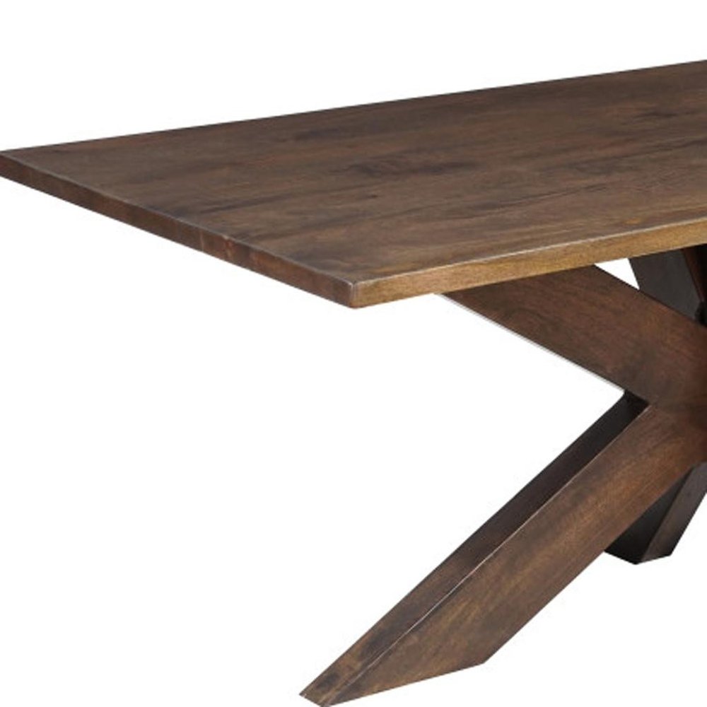 Brown Solid Wood Cross Leg Base Dining Table - 78-inch